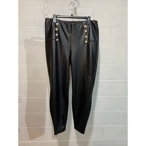 Generation Love Women's Dawson Vegan Leather Button Leggings XXL Black Chic Edgy